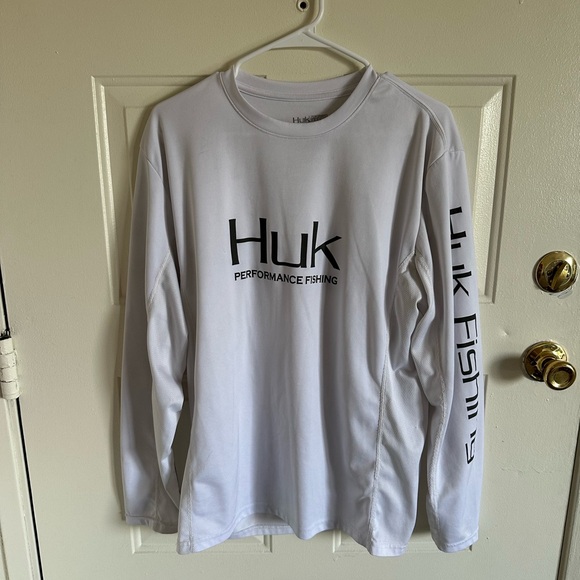Huk Men's White Performance Fishing Shirt - Picture 1 of 3